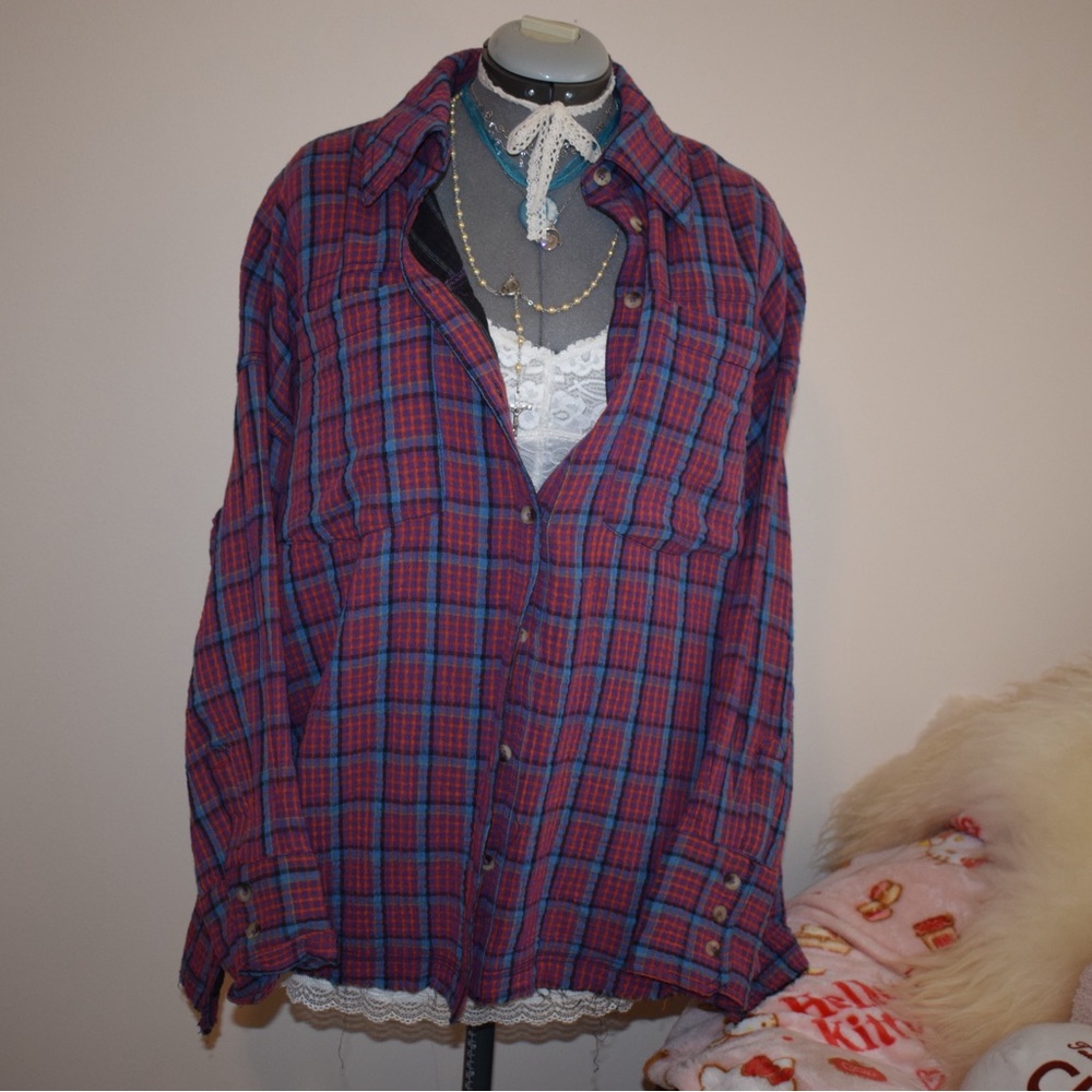Free People We The Free Flannel Flowy Button-Down Top
